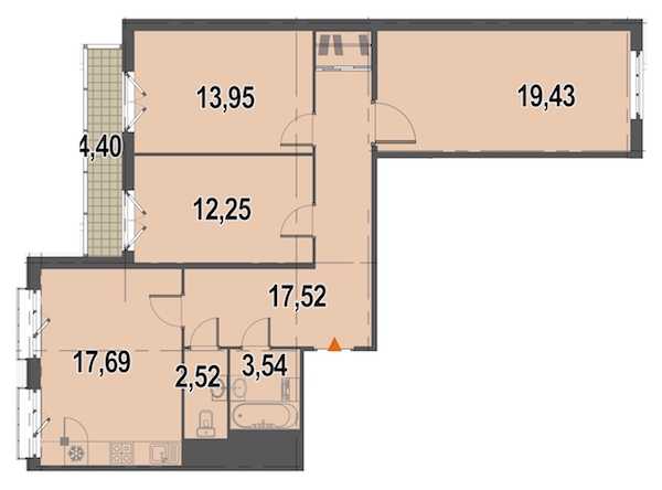 Трехкомнатная квартира в : площадь 88.3 м2 , этаж: 4 – купить в Санкт-Петербурге